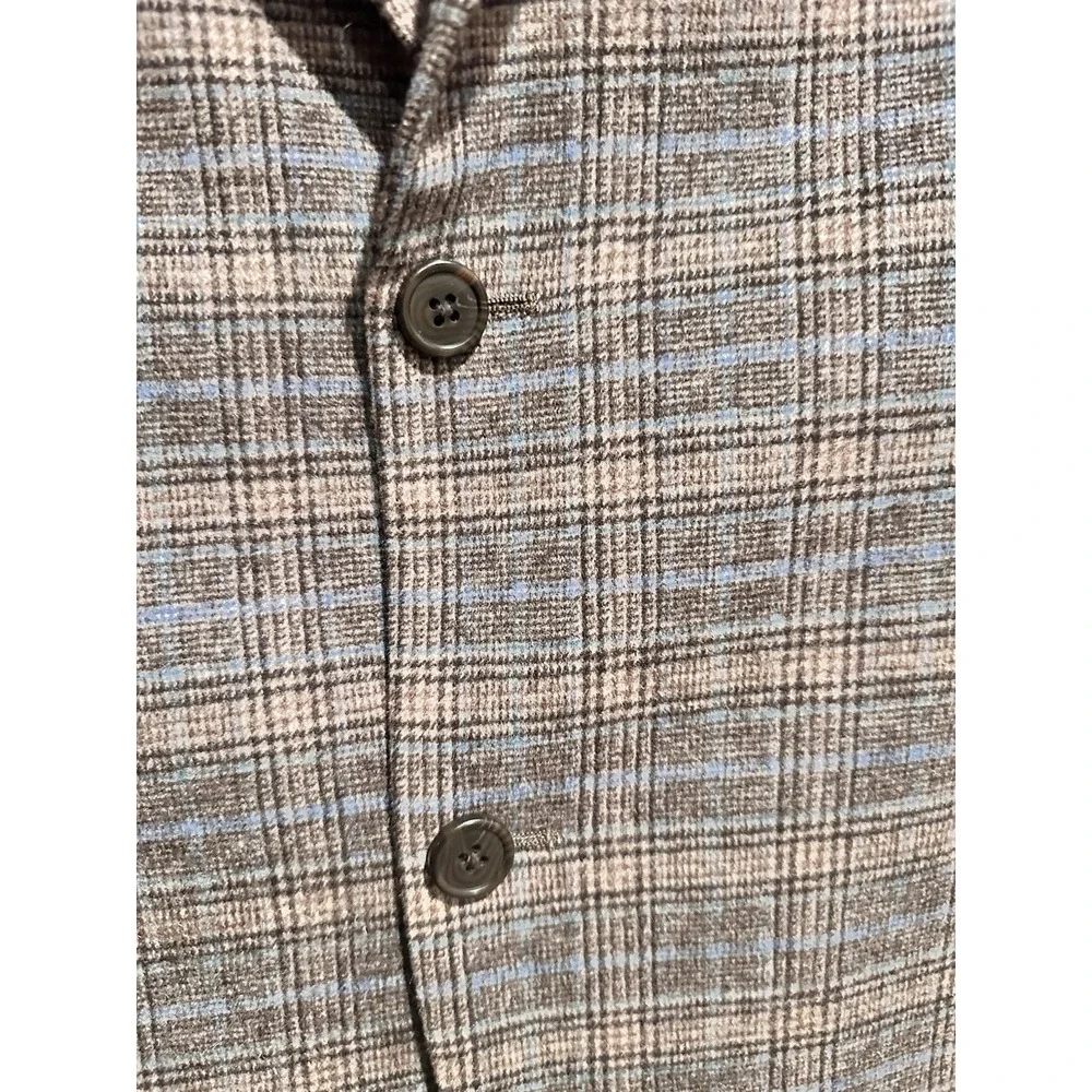 ADOLFO Mens Blazer Sport Coat Casual Two Button Jacket‎ Size 46L Wool Suit Plaid